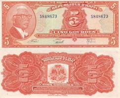 *5 Gourdes Haiti 1973, P212 UNC - Kliknutím na obrázok zatvorte -